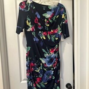 Ralph Lauren Black Floral Midi Dress